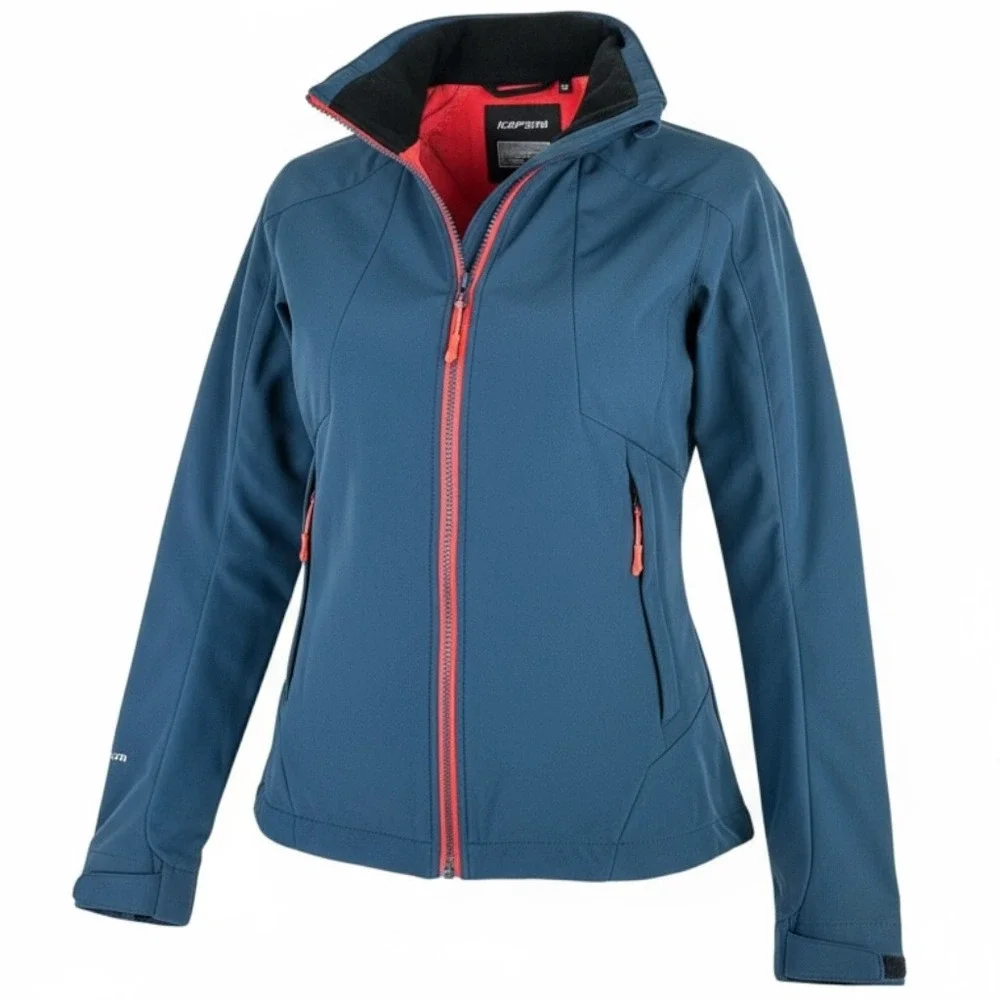 ICEPEAK Biggs Softshell Ski Jacket Men's sz 36 **No Hood** GUC Blue w/Coral Trim